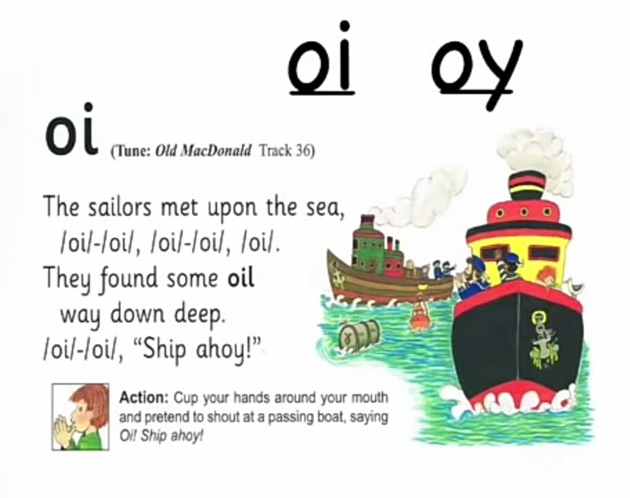 Jolly Phonics oi oy sound example